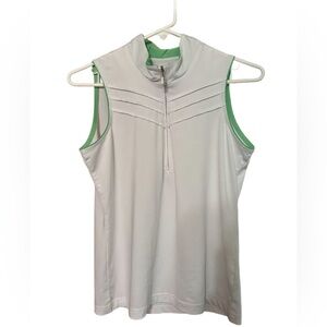 Sport Haley White and Green Sleeveless Tank Top Small